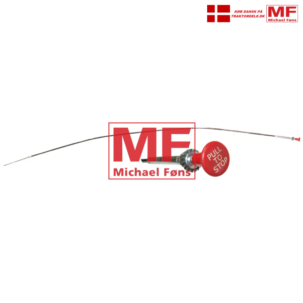 Stopkabel med rd knop og hvid skrift. Universal til mange modeller. 1,5mtr.