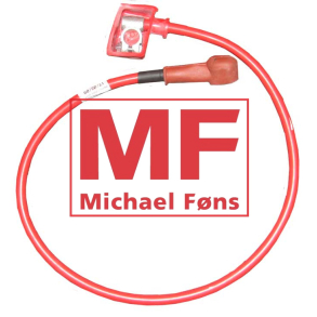 Batterikabel, 50kvd X 1100mm. Rd med polsko og 12mm kabelsko