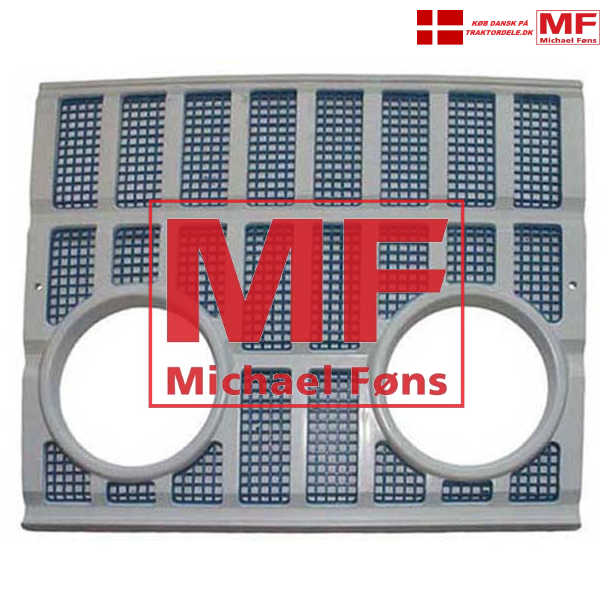 Frontgrill i plast. Med lygtehuller. Ford1000-serie med ny type front,1968 og frem