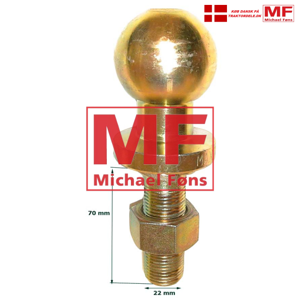 Anhnger-kugletrk med 22mm gevind. Til montering i hulbom eller trkbom.