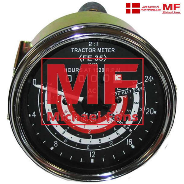 Traktormeter, MF35X og MF135, 540PTO=1780 p motor. Skala i mph!