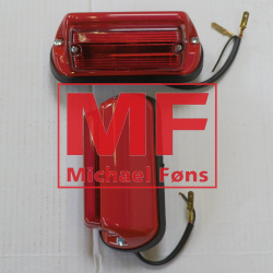 EGENPRODUKTION: Baglygte-s�t med stoplys. Malet i MF-r�d. Firkantet Butlers-type til Massey-Ferguson