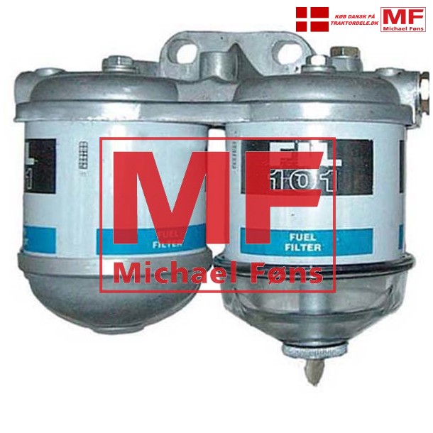 Dieselfilter, dobbelt-, med 1/2UNF i tilslutningerne, Ford1000-serie og andre.
