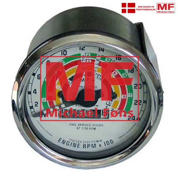 Traktormeter til Fordson Major-er med 6-cyl konversion. Med uret rundt. 