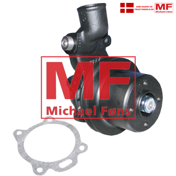 Vandpumpe m/ pakninger og 125mm remskive, MF165-175-185-MF565-575. Modeller med aksel 19mm