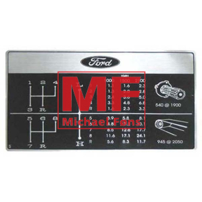 Gearskifte-label med fremdriftshastigheder i mph. Ford3000-4000