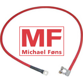 Batterikabel, 50kvd X 1300mm. Rd med polsko og 12mm kabelsko