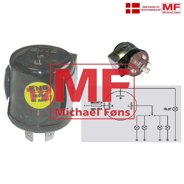 Blinkrel, 12Volt med 3 ben. max 4x21W belastning