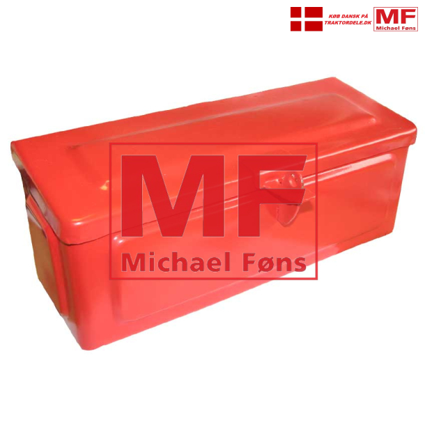 Vrktjskasse i rd, til MF35, MF65 og andre modeller. Monteres p radiusstang eller konsol