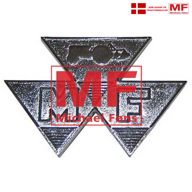 Frontemblem, forkromet. Til Massey-Ferguson 65. Lidt mindre end originalt..!