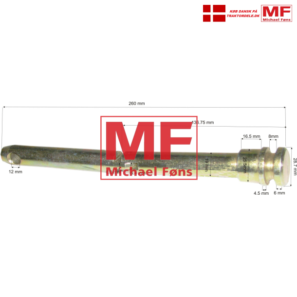 Led-plk til Ferguson26-31. Monteret gennem de 3 lasker p bagtjet.