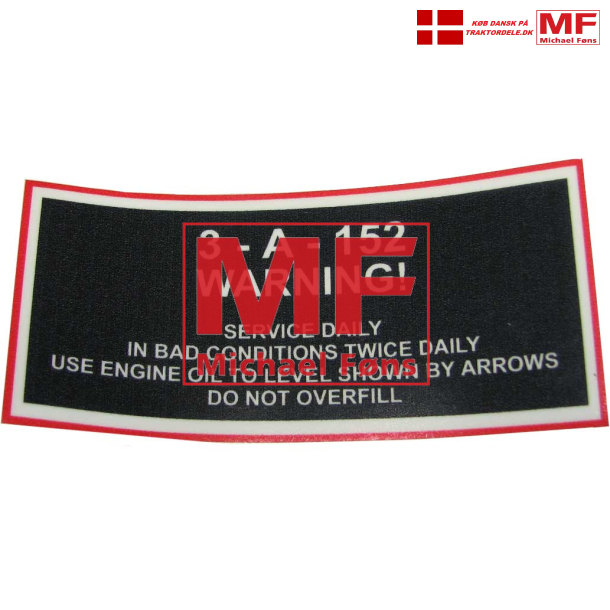 Label til luftfilterskl, MF35 med Perkins A3.152 motor