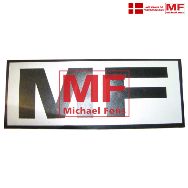 Label, "MF" 68X150mm. Monteret bag p frerhus lige under ruderne. MF500-serie. 