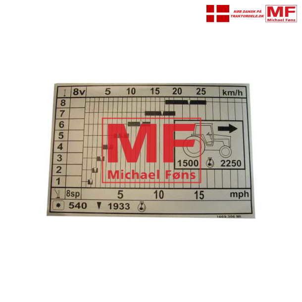 Gearhastigheds-label, MF550. Passer nsten ogs til de vrige 500-serie