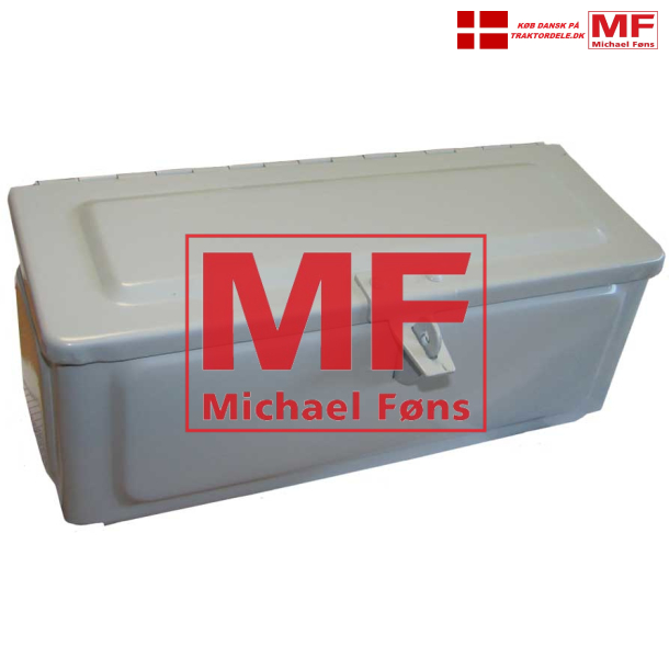 Vrktjskasse i gr, til MF35, MF65 og andre modeller. Monteres p radiusstang eller konsol