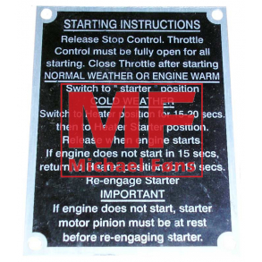 Startanvisningsplade med 4 popnitter, MF135-165-175-178-185-188