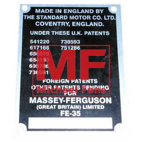 Typeplade med pop-nitter, 15 patentnumre. MF35 rg. 1958. 