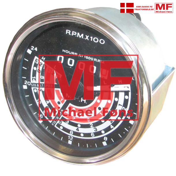Traktormeter, km/t. MF35Benzin med PTO540 ved 1500RPM