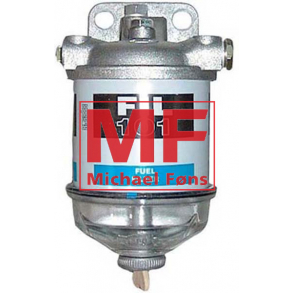 Dieselfilter, komplet med slamglas og aftapskrue. 1/2UNF gevind i tilslutninger. MF135 etc