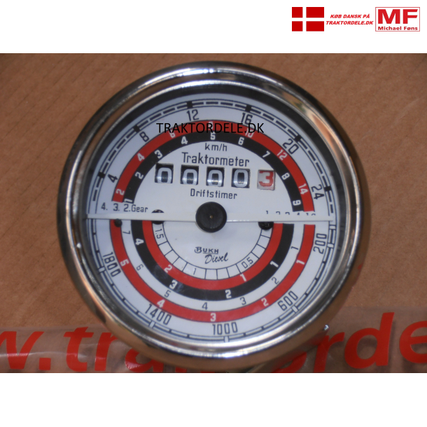 Traktormeter til Bukh. Kopi af det originale. Passer p 302, 403, 452, 554, Juno, Jupiter, Hercules