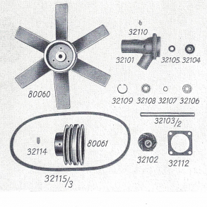 Split-tegning, Bukh vandpumpe+blser
