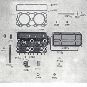 Split-tegning, Bukh302 topstykke+pakninger+tilbehr