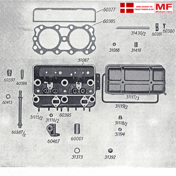 Split-tegning, Bukh302 topstykke+pakninger+tilbehr