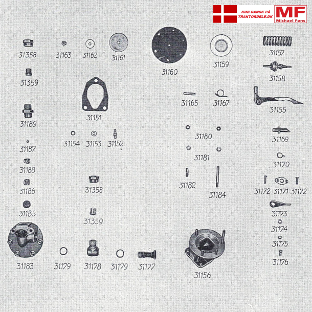 Split-tegning, CAV-fdepumpe, Bukh m. 100mm boring