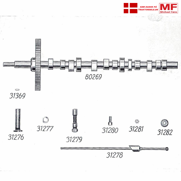 Split-tegning, Bukh knast+stdstnger. 105mm boring