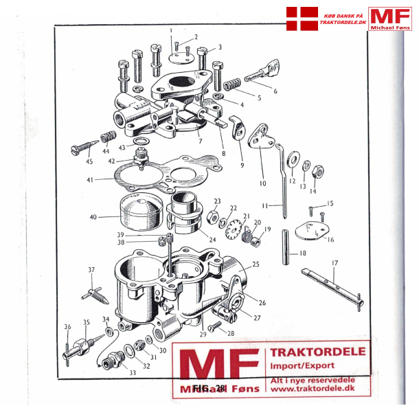 SPLITTEGNING: Karburator Zenith 24T til Ferguson26 og 31 op til motor-nr. SC93794E