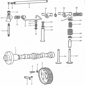 Knastaksel+ventiler+vippearme etc. Fordson Dexta diesel