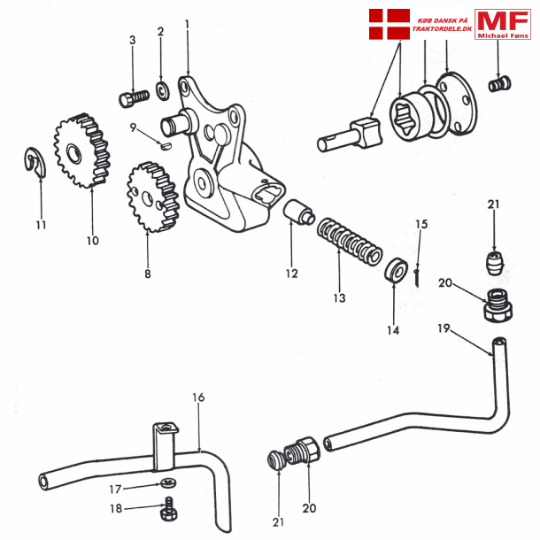 Split-tegning, oliepumpe+rr, Dexta diesel