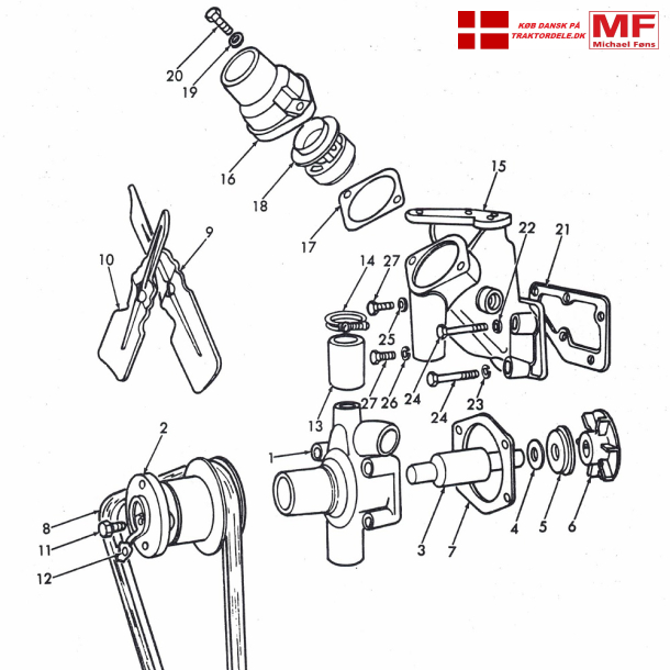 Vandpumpe+tilbehr. Dexta/Super-Dexta diesel