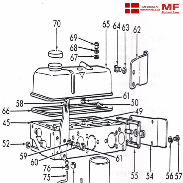 Topstykke+tilbehr, Fordson Dexta diesel