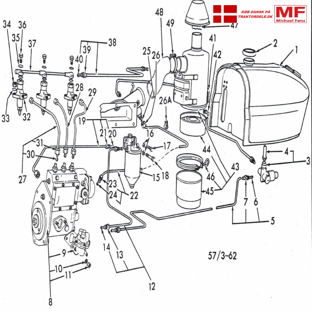 Split-tegning, Dexta Dieselsystem. Wacuum-reguleret.