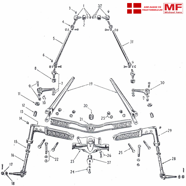 Ferguson spindler+konsol+radiusstnger+styrekugler etc. etc.
