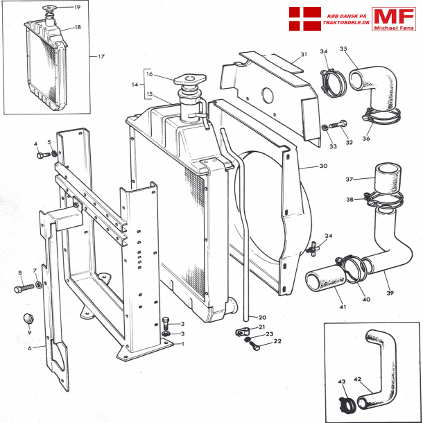 MF165 kler+slanger+ramme+skjold+tilbehr