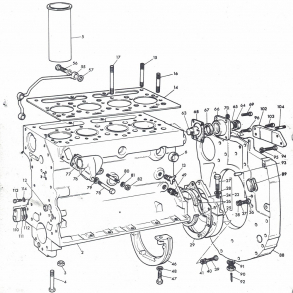 MF65/Mark2 og MF165/Mark1: Motorblok+flance+pakdser+stttebolte etc.