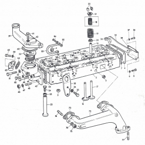 MF165 MKI topstykke+enkeltdele+manifold