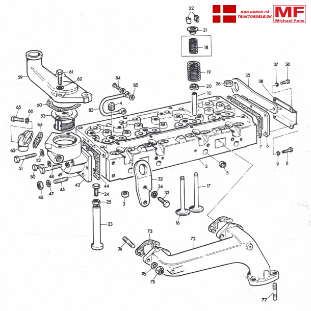 MF165 MKI topstykke+enkeltdele+manifold