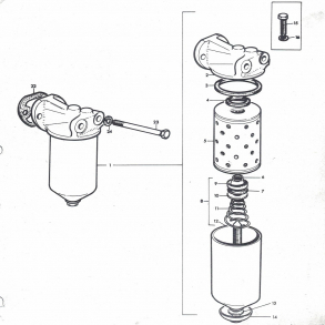 Oliefilter+indsats+bolte etc. Perkins 3-cyl og 4-cyl.