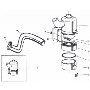 MF165 og MF175 oliebads-luftfilter+slange+enkeltdele