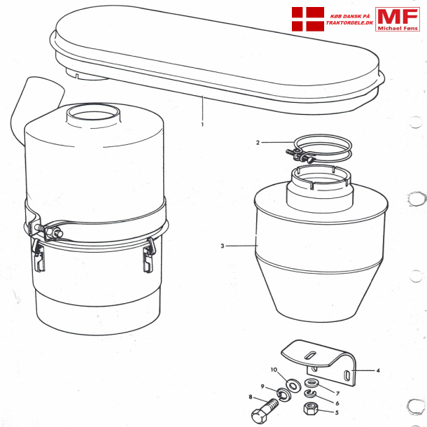 MF165 og MF175 oliebadsluftfilter-grovfilter+tilbehr