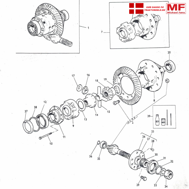 Bagtj+lejer+differentiale+tilbehr. MF35X-MF135-MF550