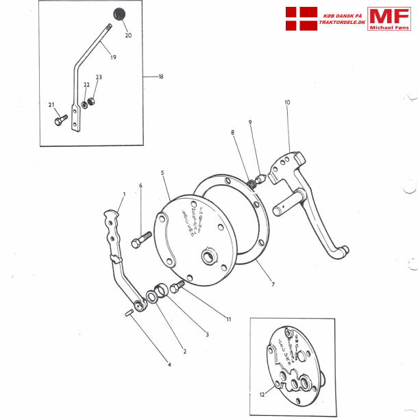 MF135-178; Venstre sidedksel+hndtag+pakdse+bolte
