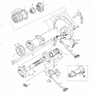 MF135, bagaksel+lr+lejer+pakdser+shims+enkeltdele