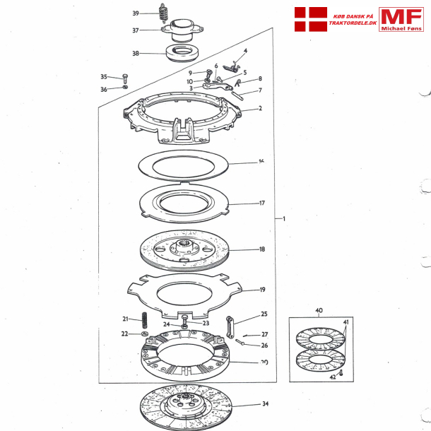 12tommers kobling, 305mm kreplade+trykfod+enkeltdele+tilbehr