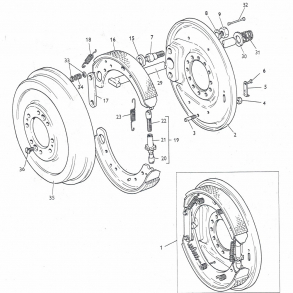 MF135 bremser+tromle+ankerplade