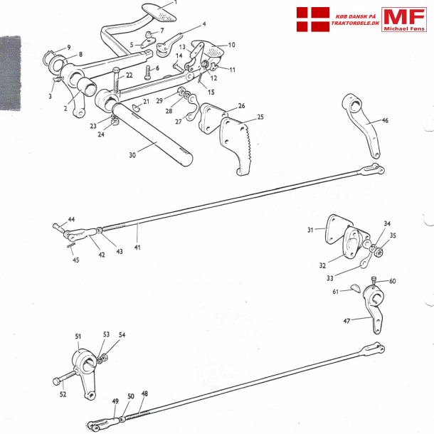 MF135 bremsepedaler+stnger+tilbehr