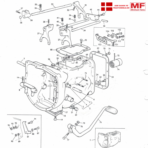 Gearkasse, Standard 6-trins samt 12-trins Multi-Power.: Skiftaksler+skiftegafler+tilbehr